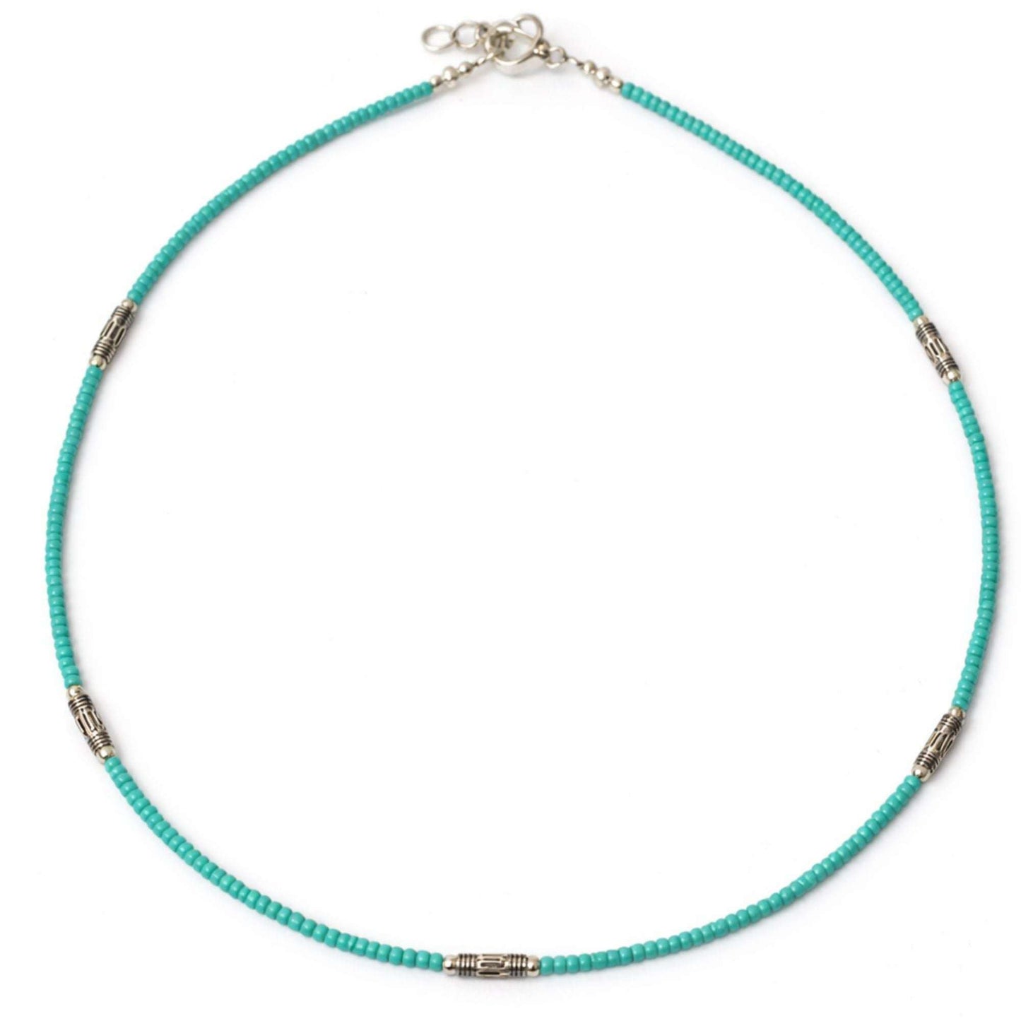 Collier Brise du Népal – Turquoise & Perles d'Acier Extra-Fines