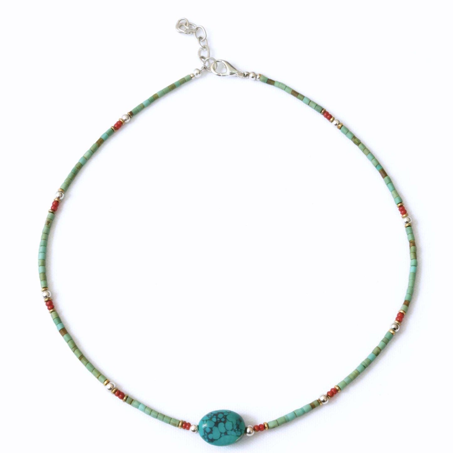 Collier Lumière du Kailash – Turquoise & Perles Extra-Fines