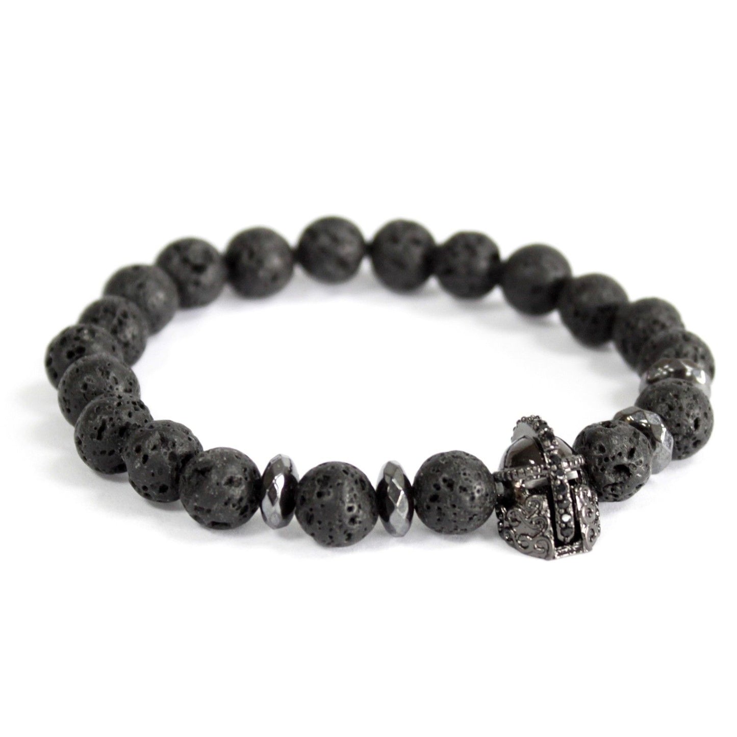 Le Bracelet Gardien de Patan - Pierre de Lava & Casque de Chevalier