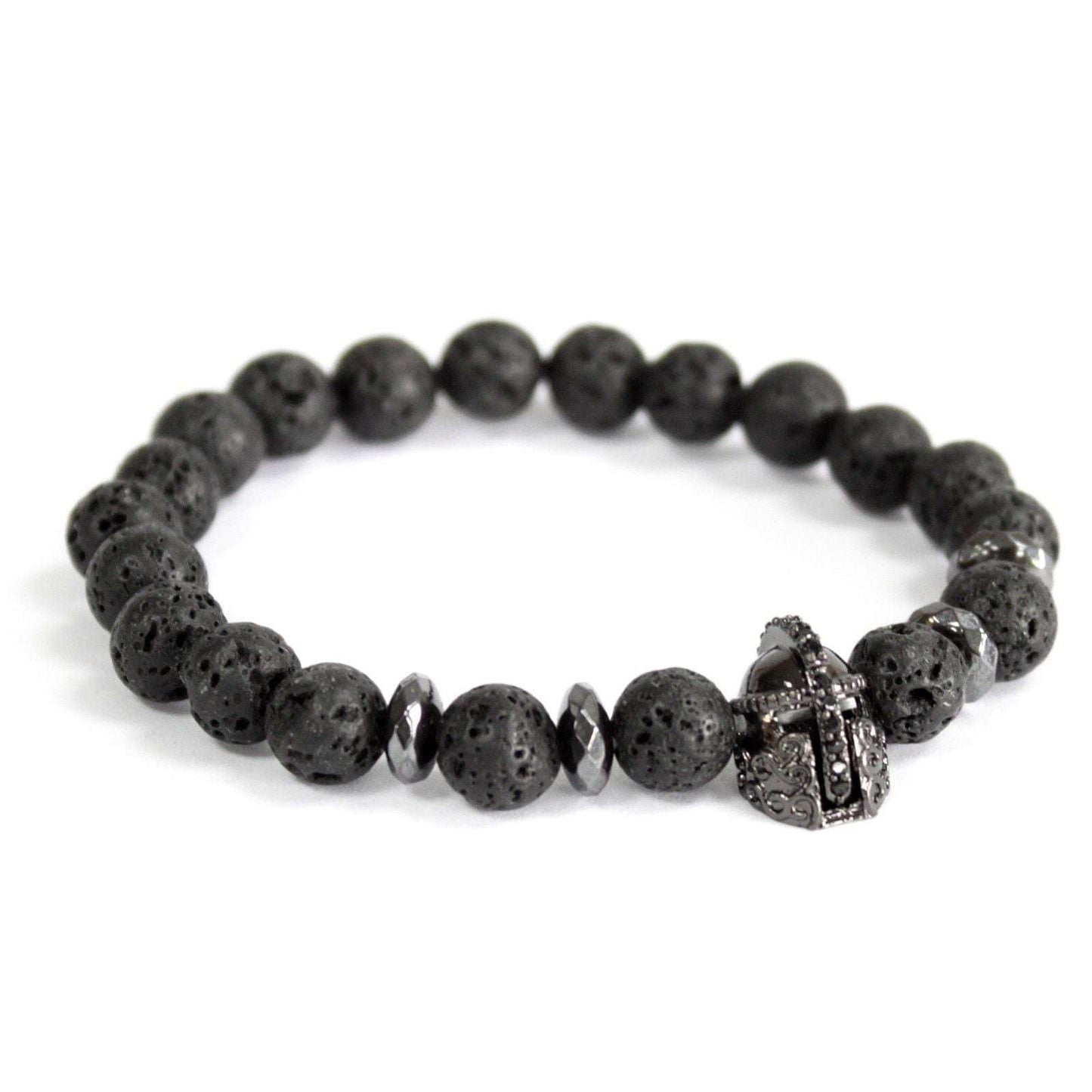 Le Bracelet Gardien de Patan - Pierre de Lava & Casque de Chevalier