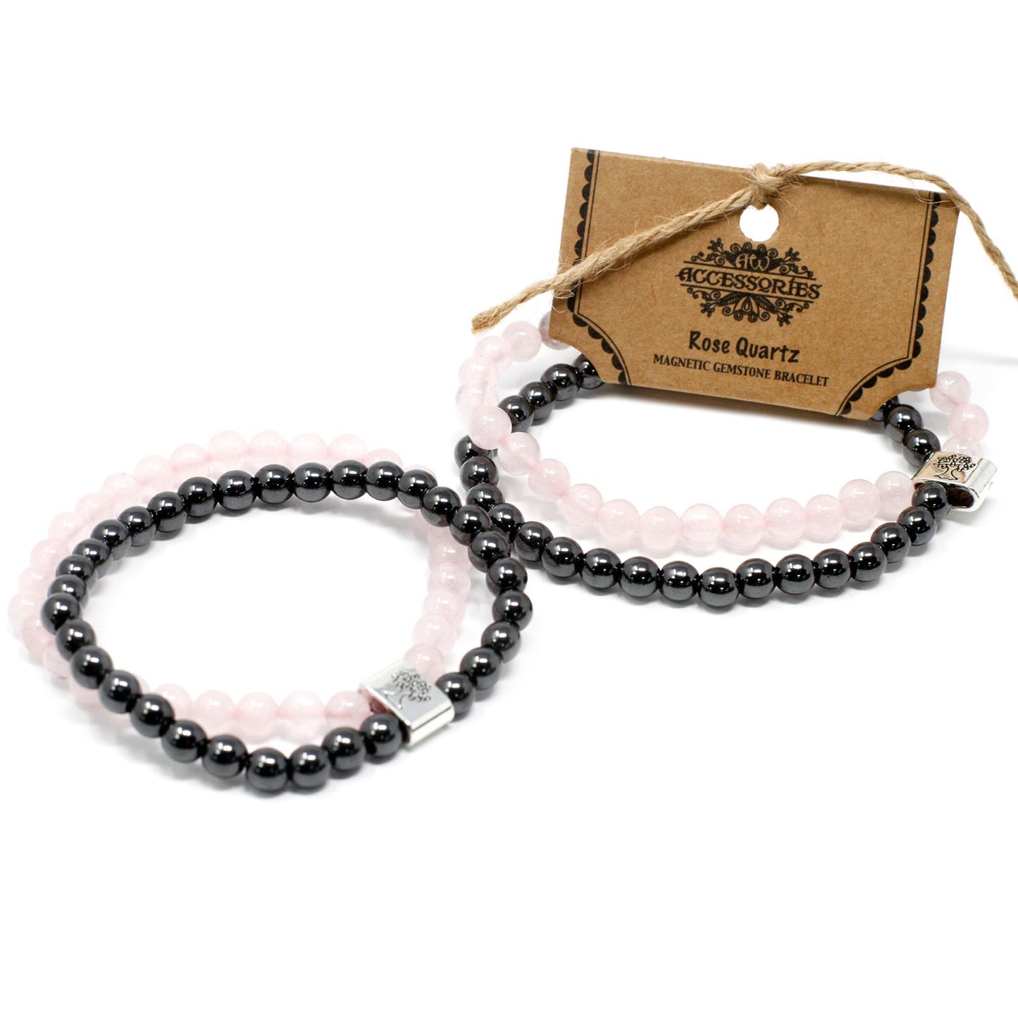 Le Bracelet Amour Infini Quartz Rose Facetté & Hématite Magnétique