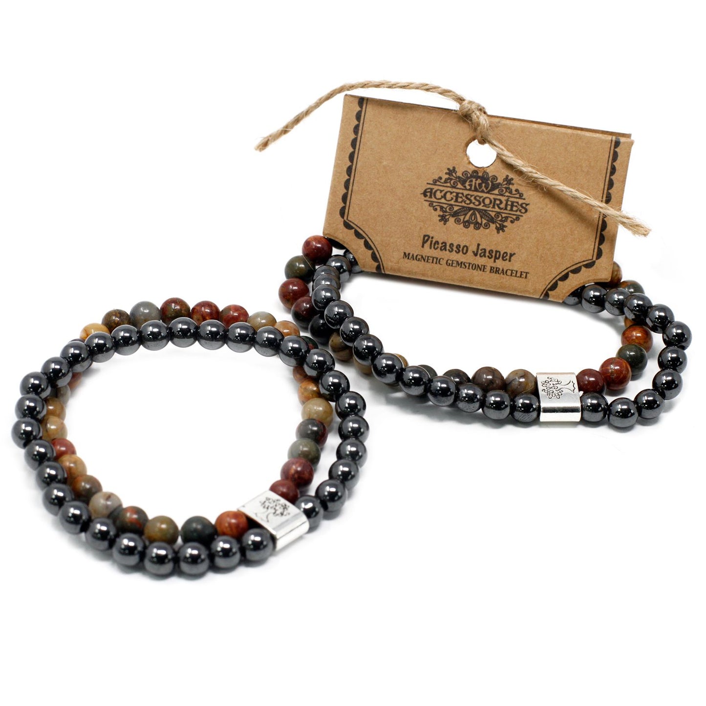 Le Bracelet Duo Élan Créatif Jaspe Picasso & Hématite Magnétique