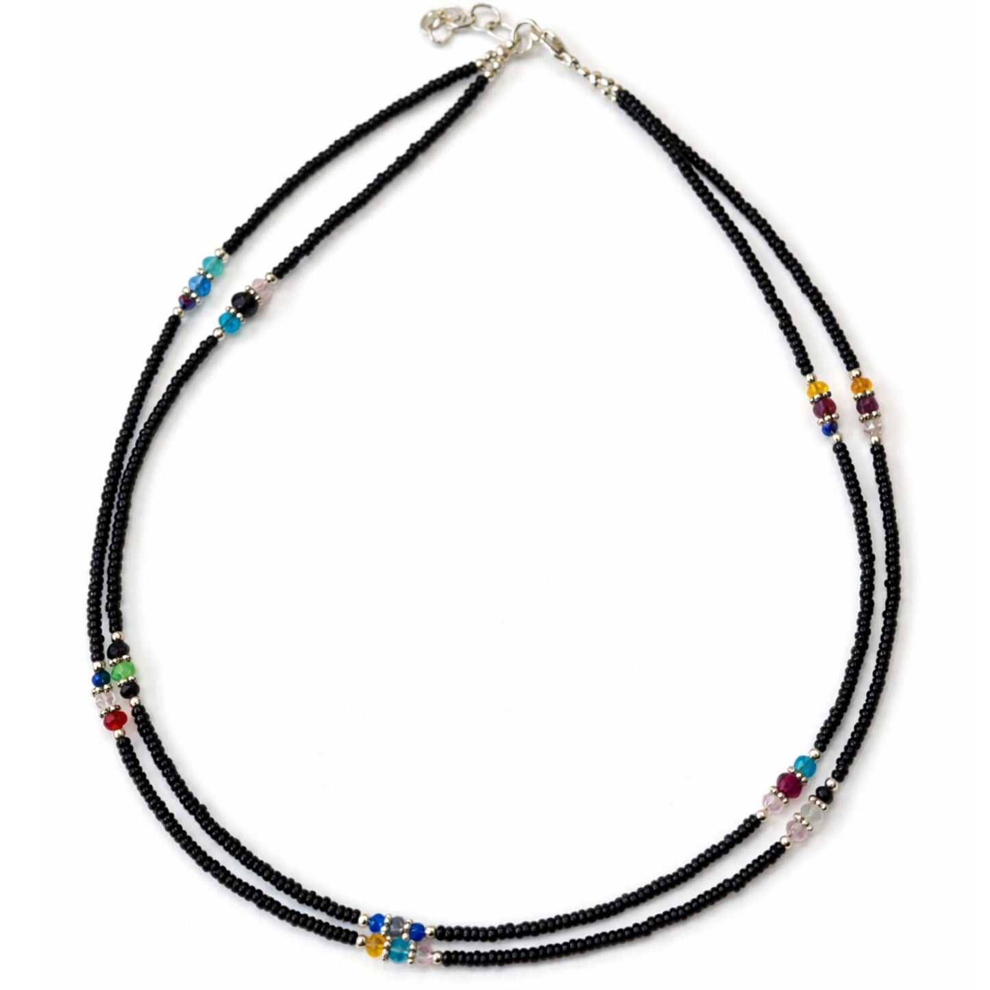 Collier Double Rang Éclats d'Ébène – Onyx Noir & Perles Facettées