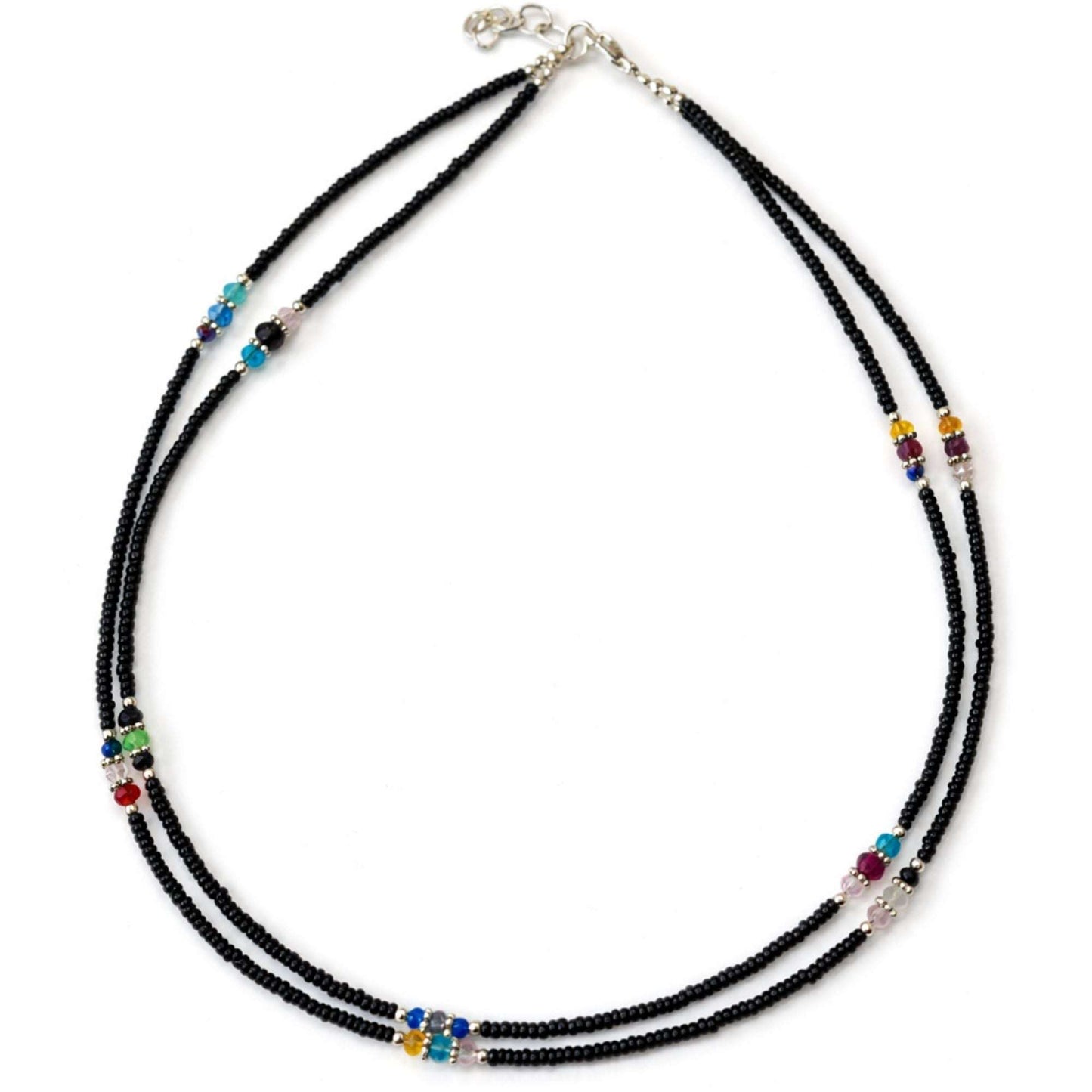 Collier Double Rang Éclats d'Ébène – Onyx Noir & Perles Facettées