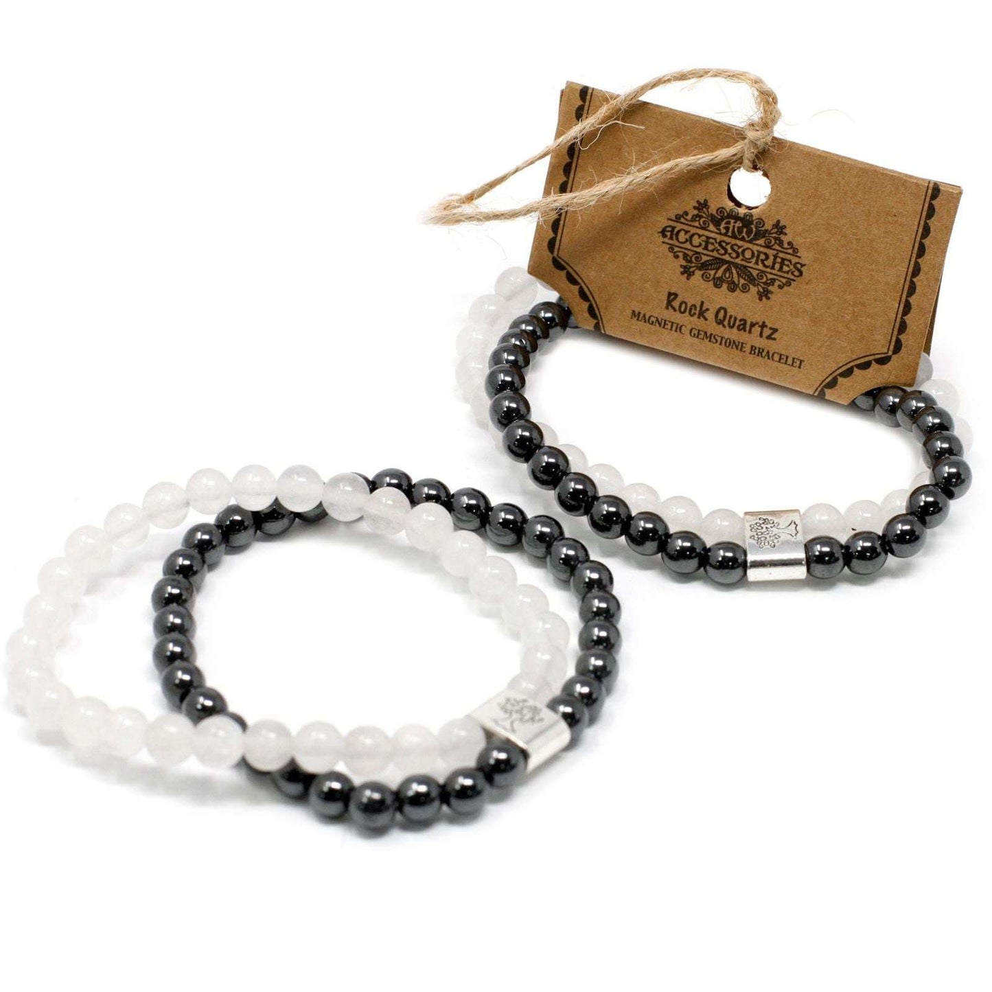 Le Bracelet Duo Clarté Originelle Quartz Blanc & Hématite Magnétique