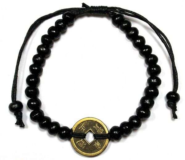 Le Bracelet Souffle du Tibet - Bois d'Albizia & Pièce Antique