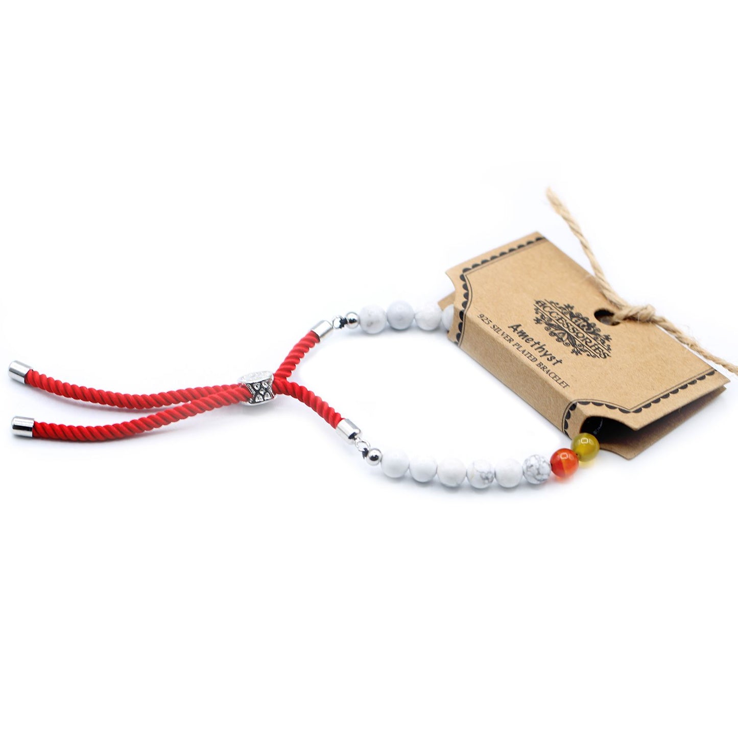 Le Bracelet Harmonie de Pureté Howlite Blanche, 7 Chakras & Fil Rouge