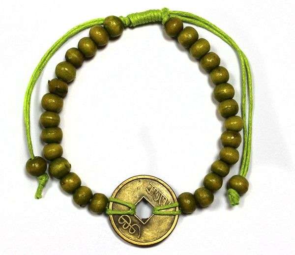 Le Bracelet Source de Vie - Bois Vert Anis & Amulette Antique