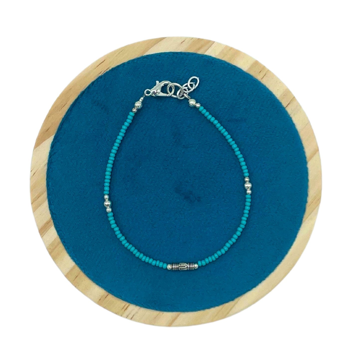 Le Bracelet Azur Népalais Turquoise & Perle Larme d'Argent