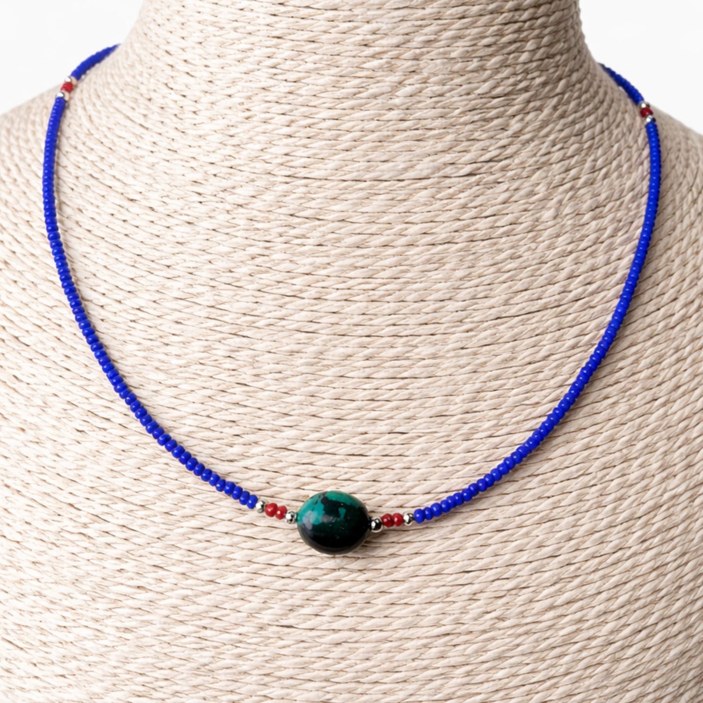 Collier Horizon Tibétain – Lapis-Lazuli & Pendentif Turquoise (42 cm)