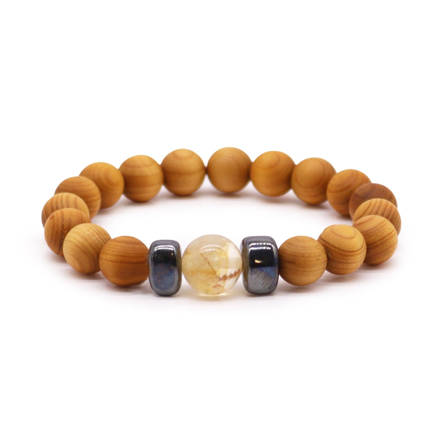 Le Bracelet Rayon de Patan Bois de Cèdre & Citrine Solaire