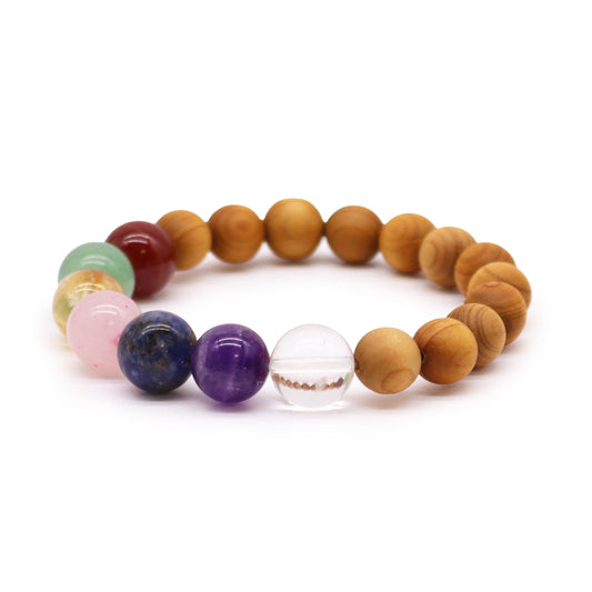 Le Bracelet Éveil de Patan Bois de Cèdre & 7 Chakras