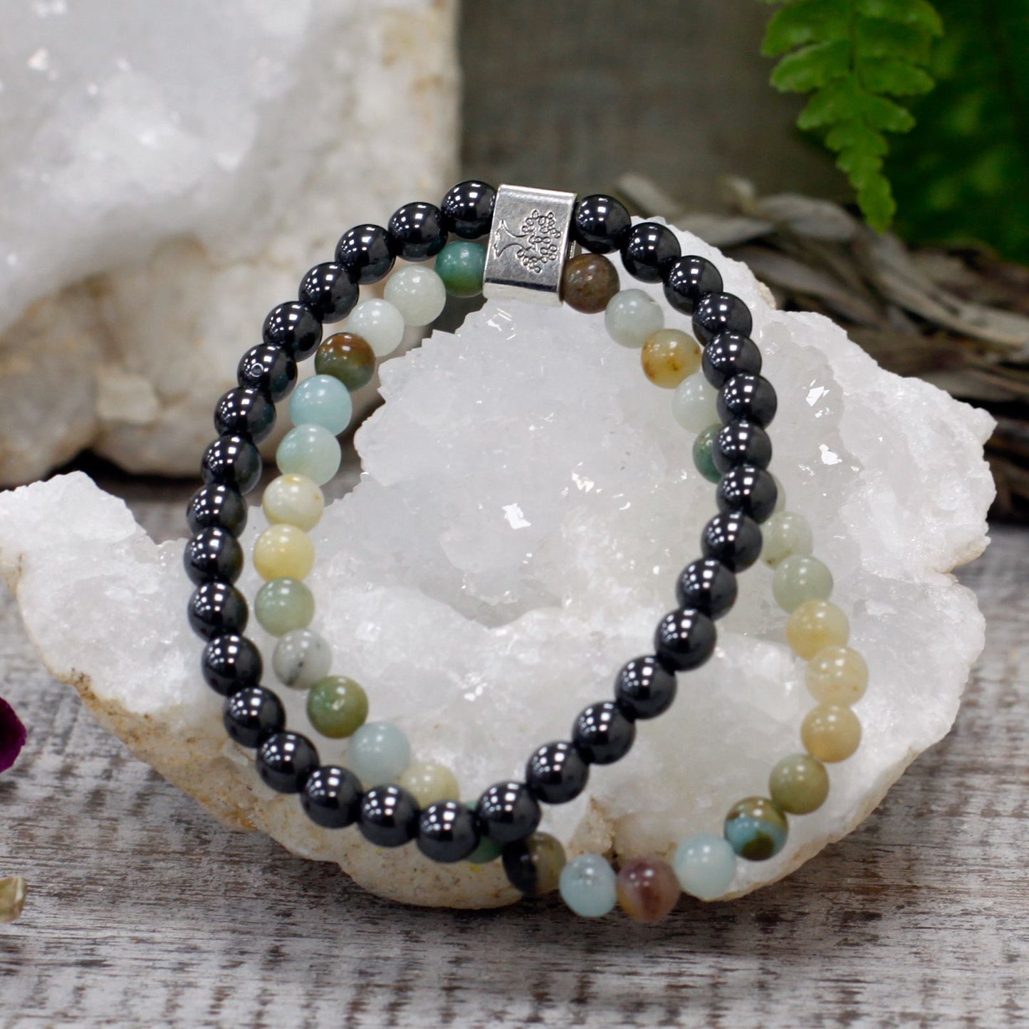 Le Bracelet Duo Évasion Sereine Amazonite & Hématite Magnétique