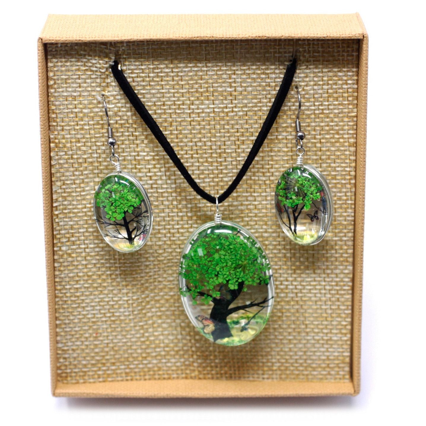 Parure de Prestige Forêt Éternelle Arbre de Vie aux Fleurs Pressées