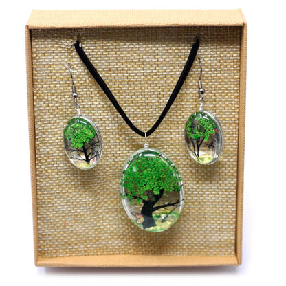 Parure de Prestige Forêt Éternelle Arbre de Vie aux Fleurs Pressées