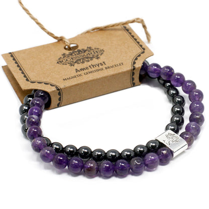 Le Bracelet Duo Équilibre Spirituel Améthyste & Hématite Magnétique