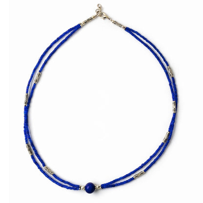 Collier Double Rang Nuit Étoilée – Lapis-Lazuli Royal & Acier Inoxydable
