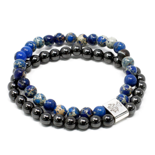 Le Bracelet Duo Intuition Profonde Sodalite & Hématite Magnétique