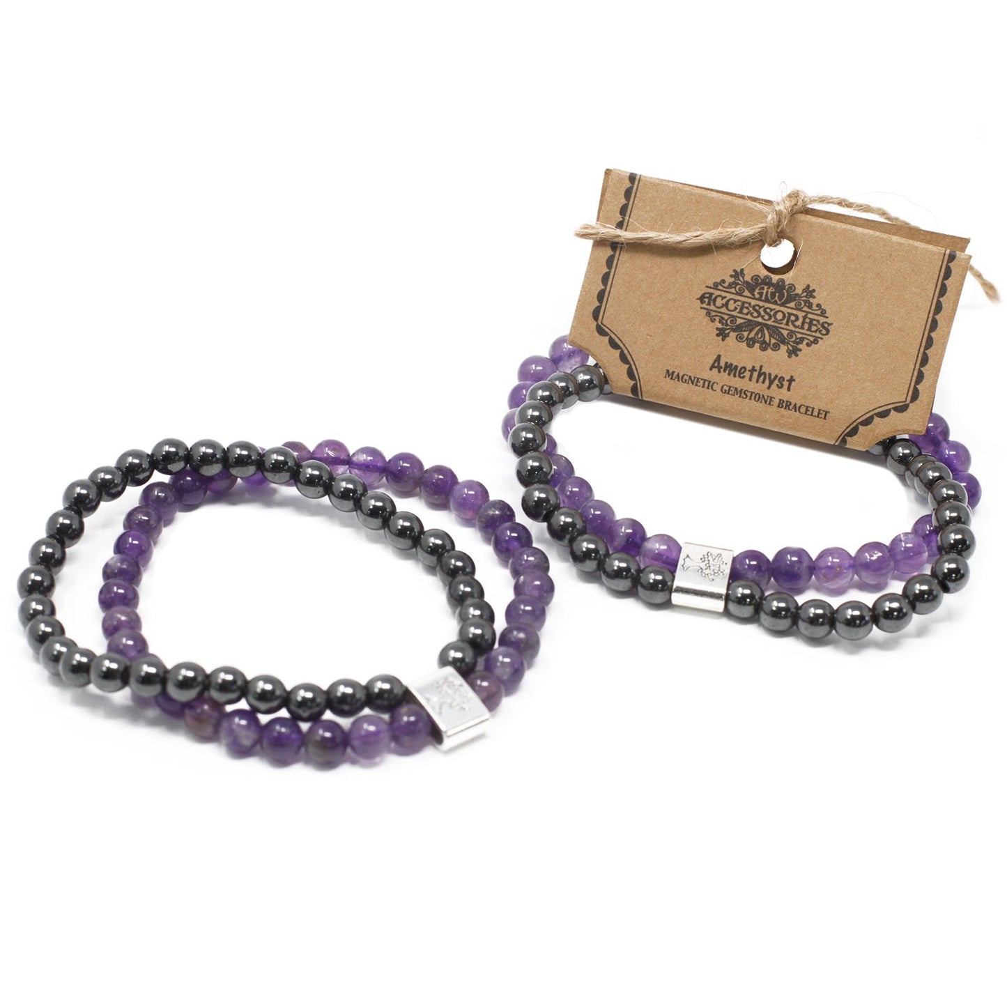 Le Bracelet Duo Équilibre Spirituel Améthyste & Hématite Magnétique