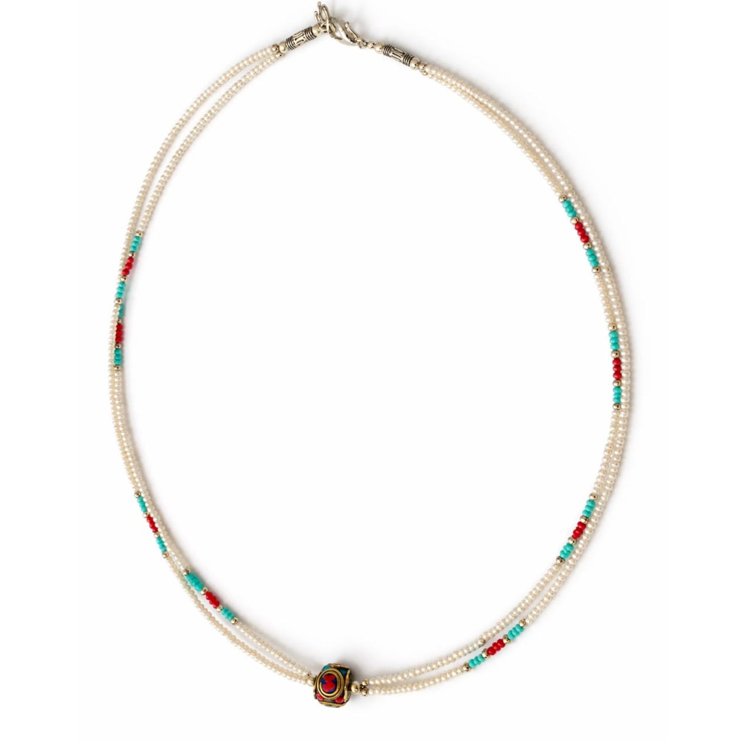 Collier Double Rang Neiges Sacrées – Howlite Blanche & Turquoise
