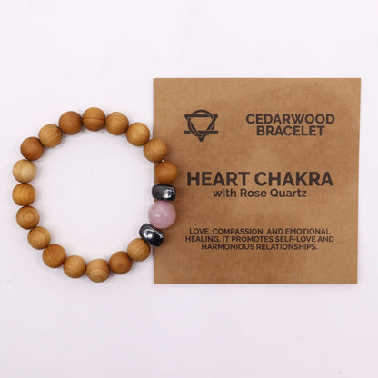 Le Bracelet Souffle d'Amour Bois de Cèdre & Quartz Rose