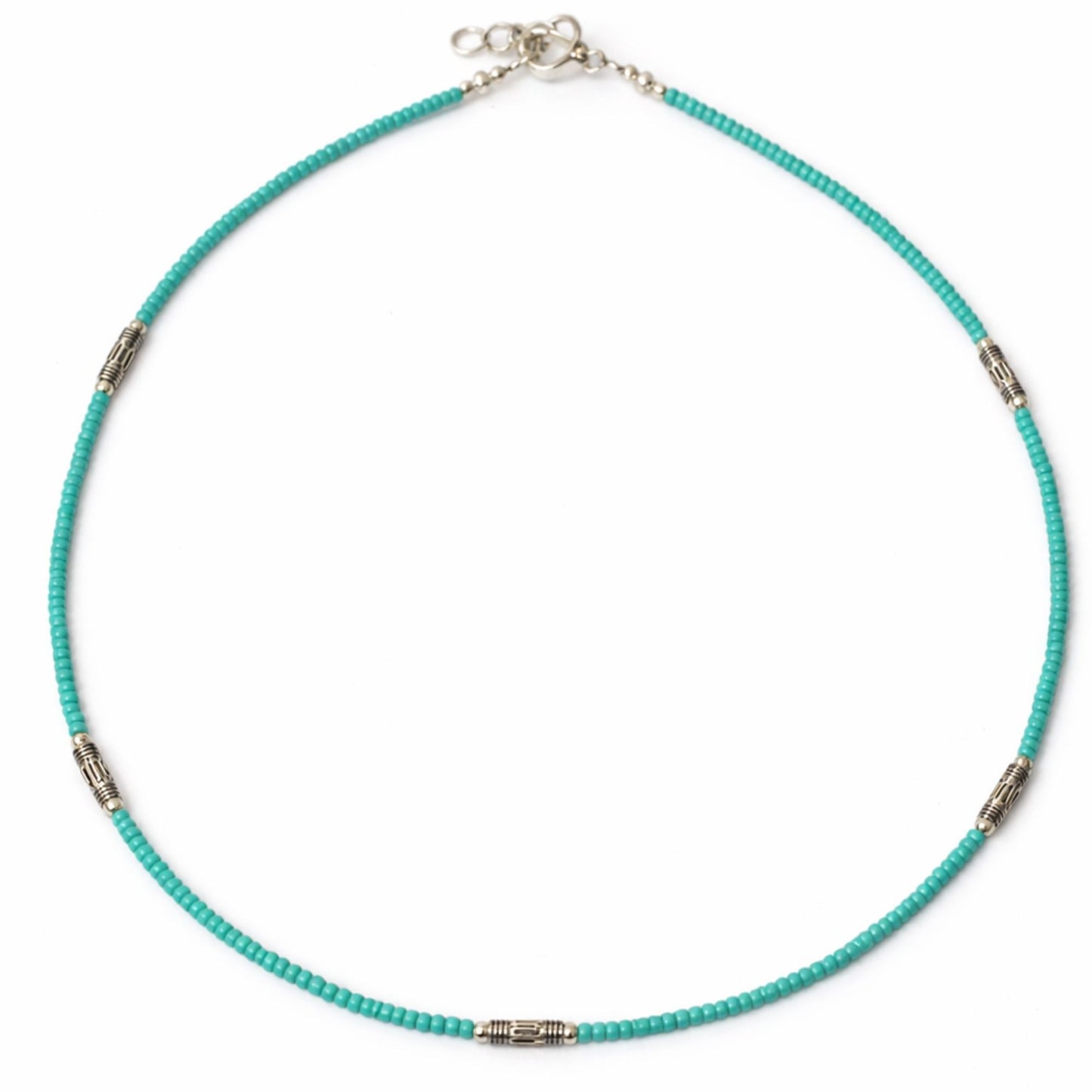 Collier Brise du Népal – Turquoise & Perles d'Acier Extra-Fines
