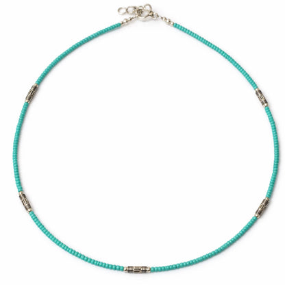 Collier Brise du Népal – Turquoise & Perles d'Acier Extra-Fines