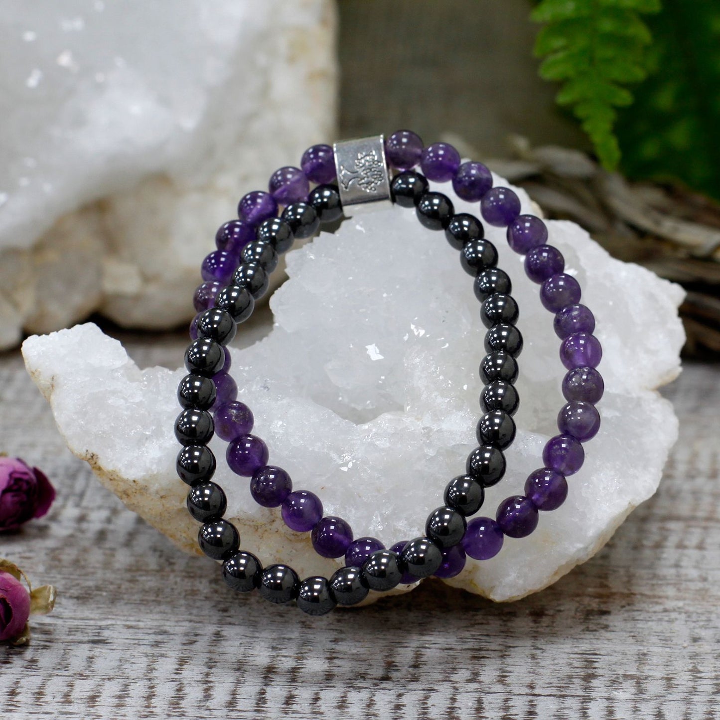 Le Bracelet Duo Équilibre Spirituel Améthyste & Hématite Magnétique
