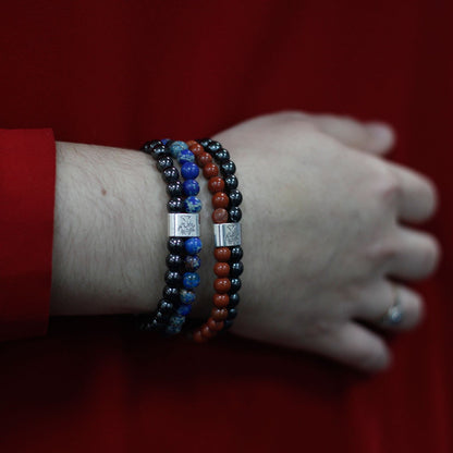 Le Bracelet Duo Intuition Profonde Sodalite & Hématite Magnétique