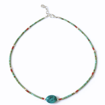 Collier Lumière du Kailash – Turquoise & Perles Extra-Fines