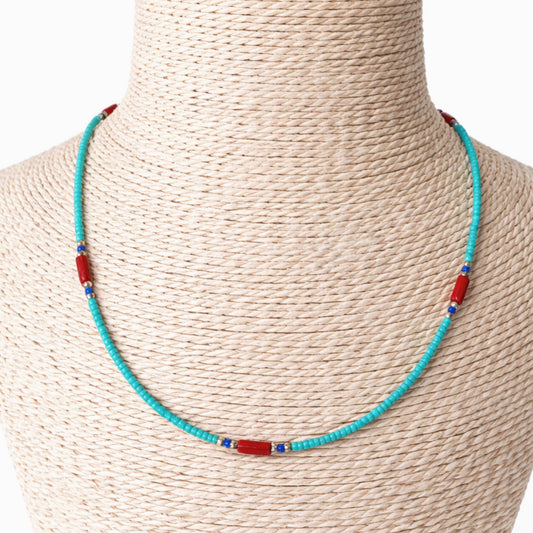 Collier Harmonie de l'Himalaya – Turquoise, Lapis-lazuli & Coralite