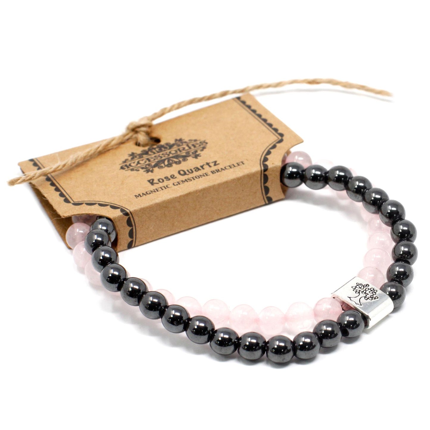 Le Bracelet Amour Infini Quartz Rose Facetté & Hématite Magnétique