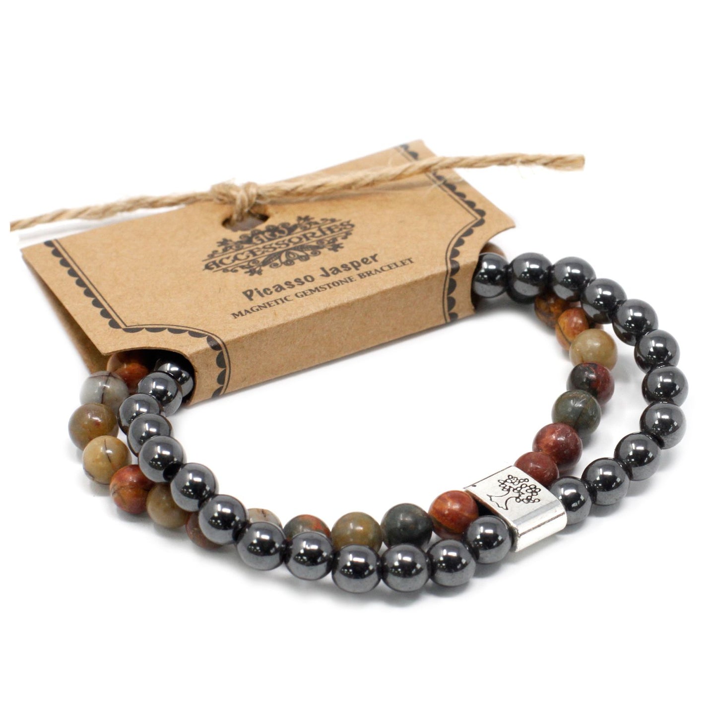 Le Bracelet Duo Élan Créatif Jaspe Picasso & Hématite Magnétique