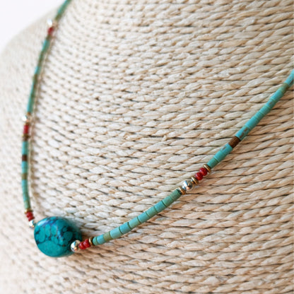Collier Lumière du Kailash – Turquoise & Perles Extra-Fines