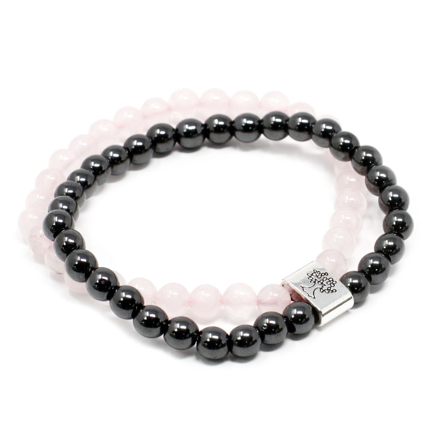 Le Bracelet Amour Infini Quartz Rose Facetté & Hématite Magnétique