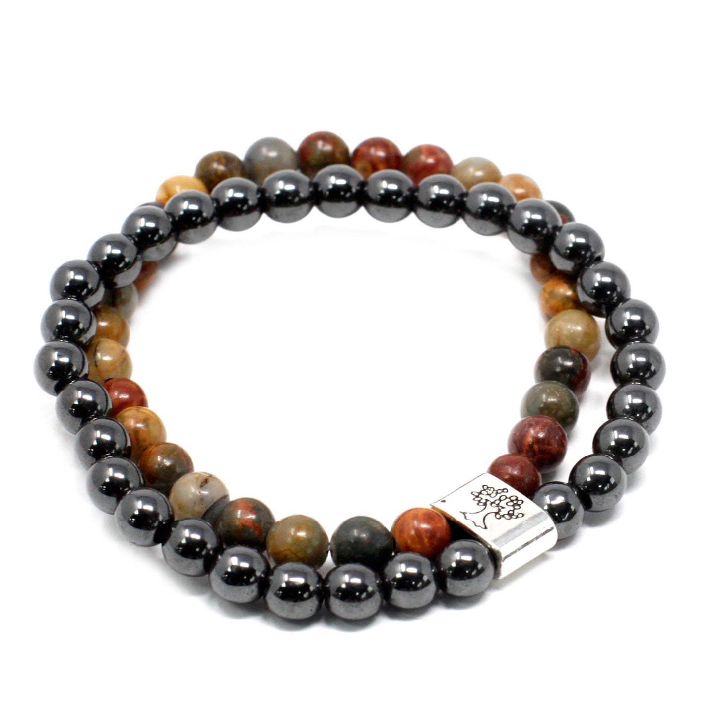 Le Bracelet Duo Élan Créatif Jaspe Picasso & Hématite Magnétique
