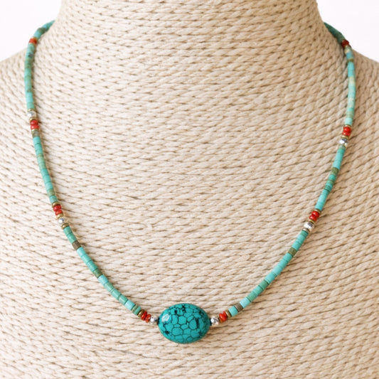 Collier Lumière du Kailash – Turquoise & Perles Extra-Fines