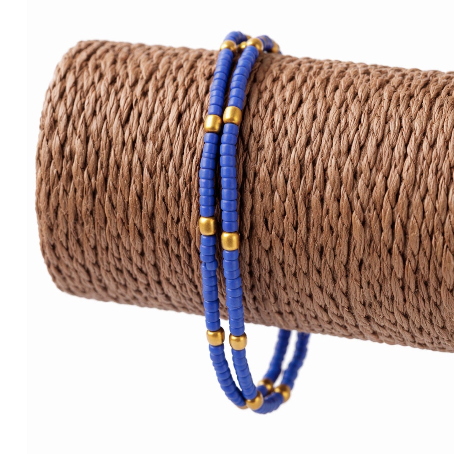 Bracelet de cheville Double Éclat Céleste Lapis-Lazuli & Perles de Laiton
