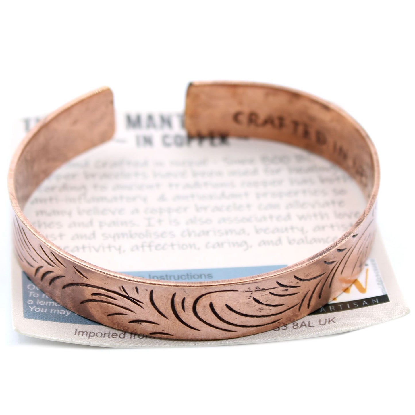 Jonc Tibétain Mantra Sacré Cuivre Pur Massif