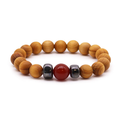 Le Bracelet Force de la Terre Bois de Cèdre & Jaspe Rouge