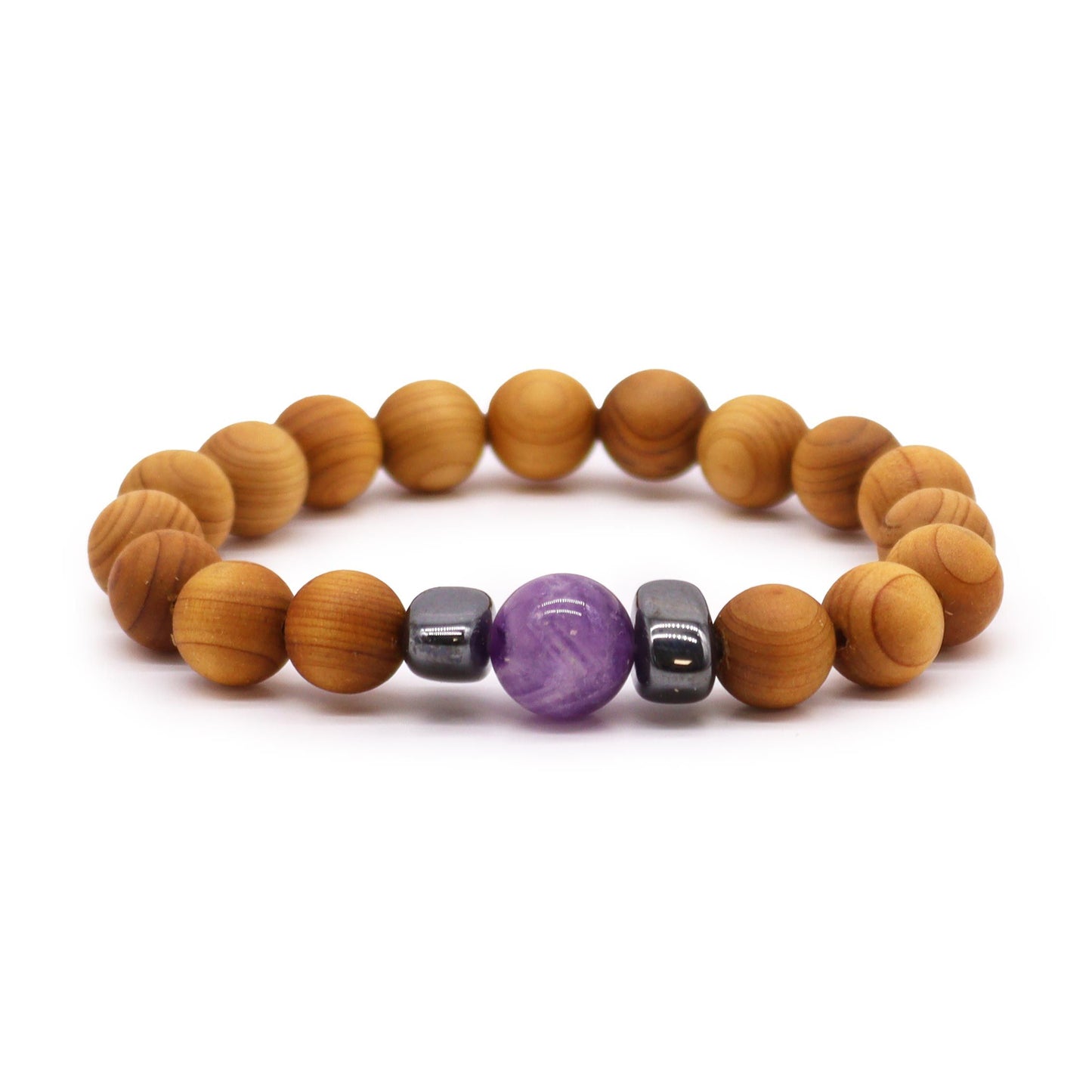 Le Bracelet Vision de Patan Bois de Cèdre & Améthyste Intuitive