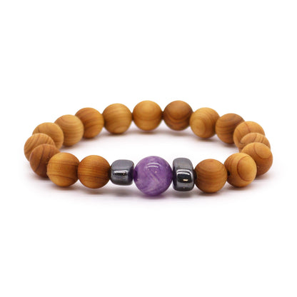 Le Bracelet Vision de Patan Bois de Cèdre & Améthyste Intuitive
