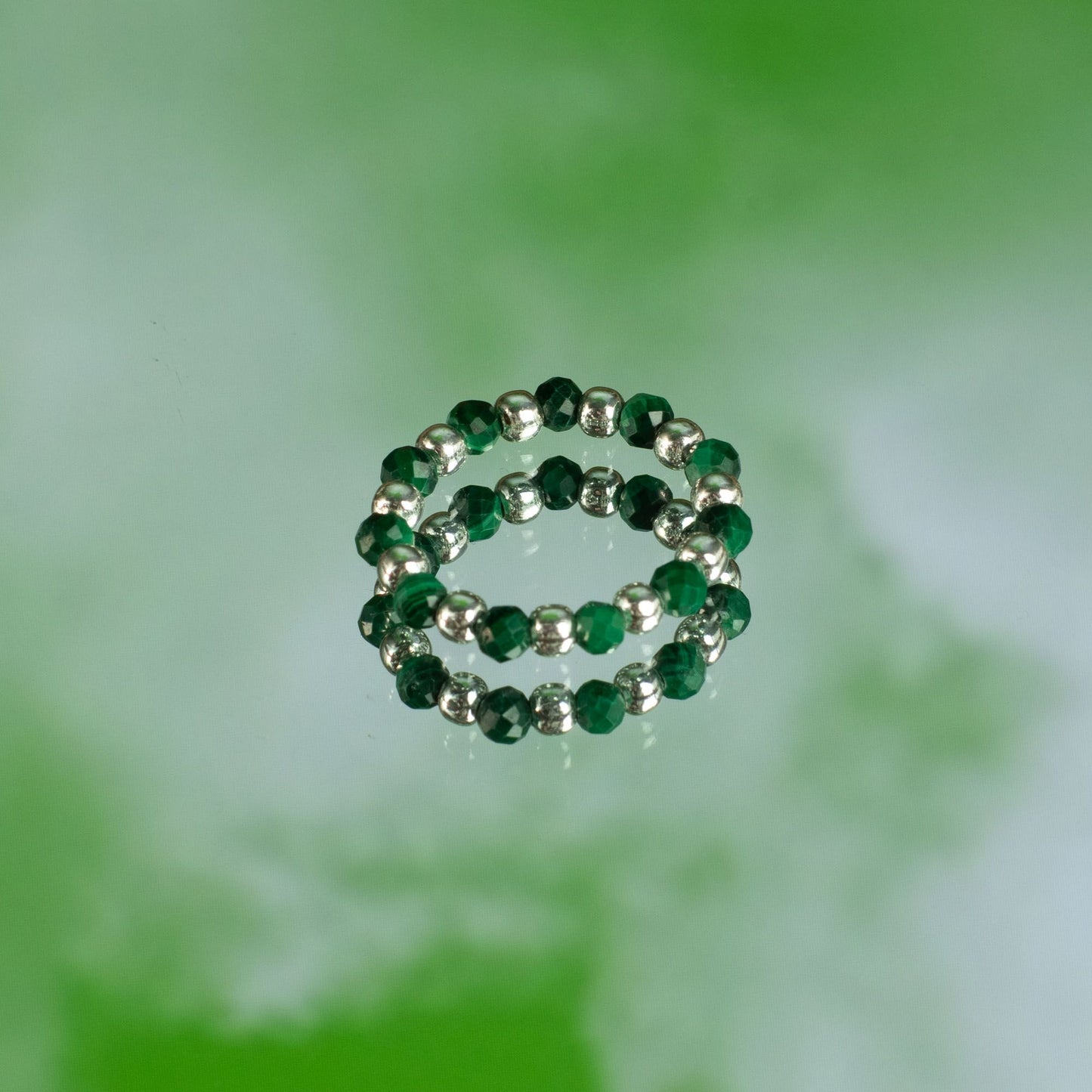 Trio de Bagues Esprit du Bosquet Malachite, Aventurine & Quartz Rose