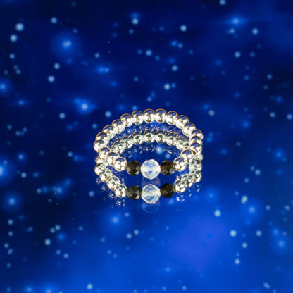 Trio de Bagues Auroras Boreales Labradorite, Lapis-Lazuli & Éclats Polaires