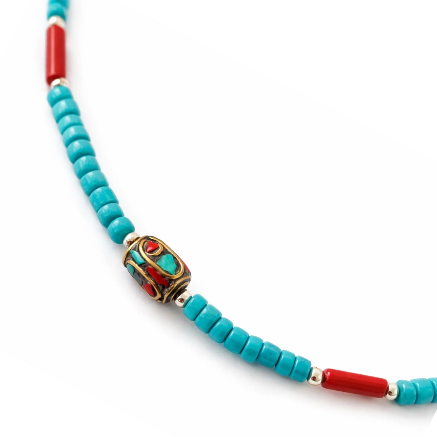 Parure Talisman des Vallées – Turquoise, Coralite & Perle Tibétaine