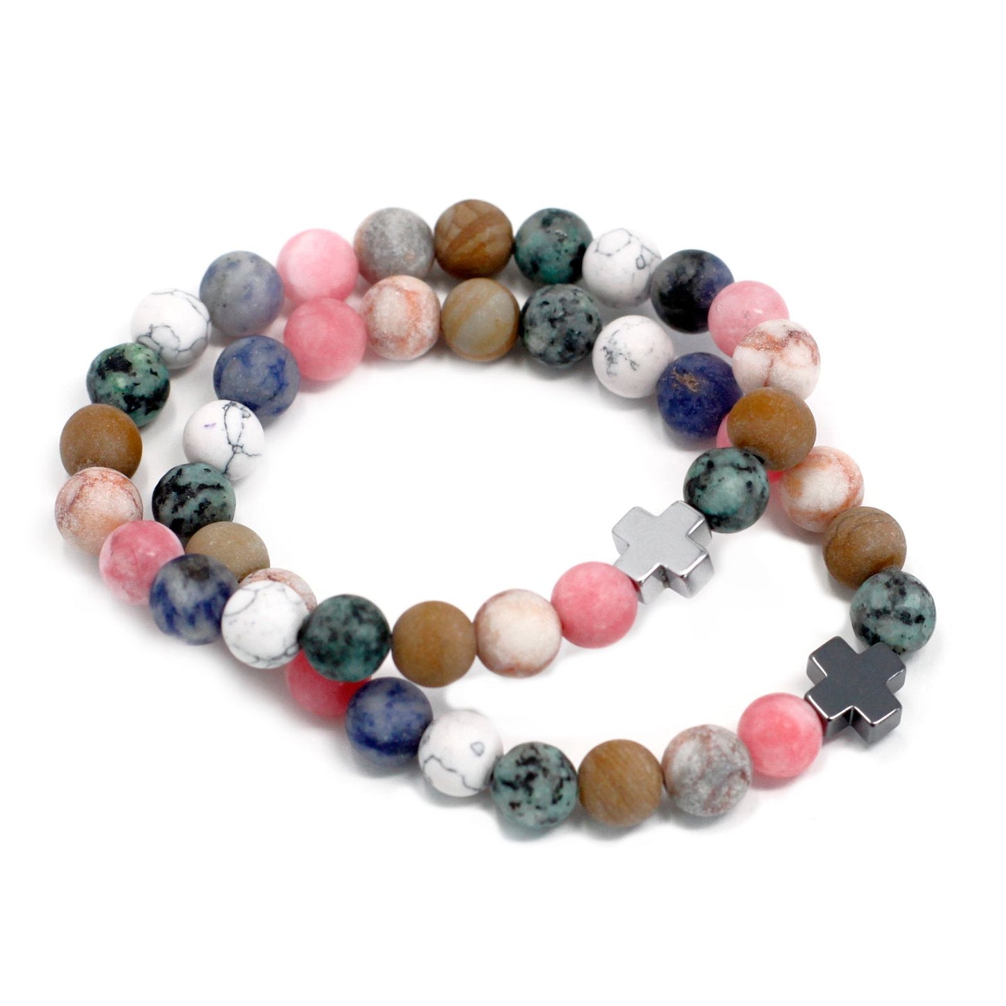 Le Duo Équilibre de Paix Howlite & Pierres de Terre