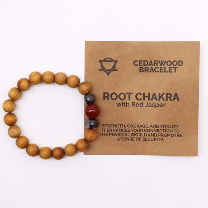 Le Bracelet Force de la Terre Bois de Cèdre & Jaspe Rouge