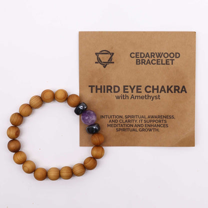 Le Bracelet Vision de Patan Bois de Cèdre & Améthyste Intuitive