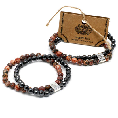 Le Bracelet Duo Énergie Instinctive Jaspe Peau de Léopard & Hématite Magnétique