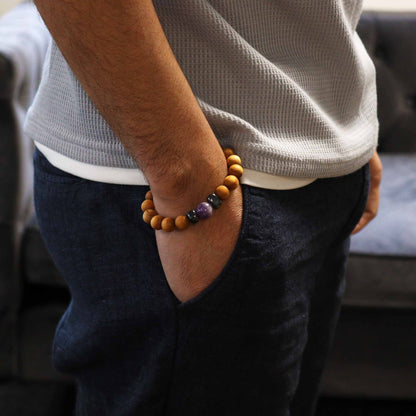 Le Bracelet Vision de Patan Bois de Cèdre & Améthyste Intuitive
